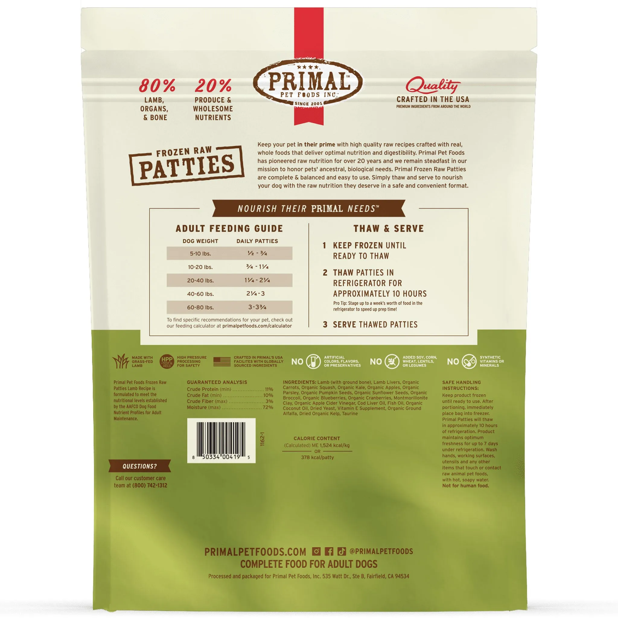Primal Raw Lamb Dog Food