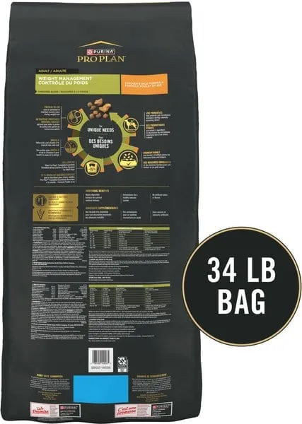 Purina Pro Plan Adult Shredded Blend Weight Management Chicken & Rice Formula Dry Dog Food