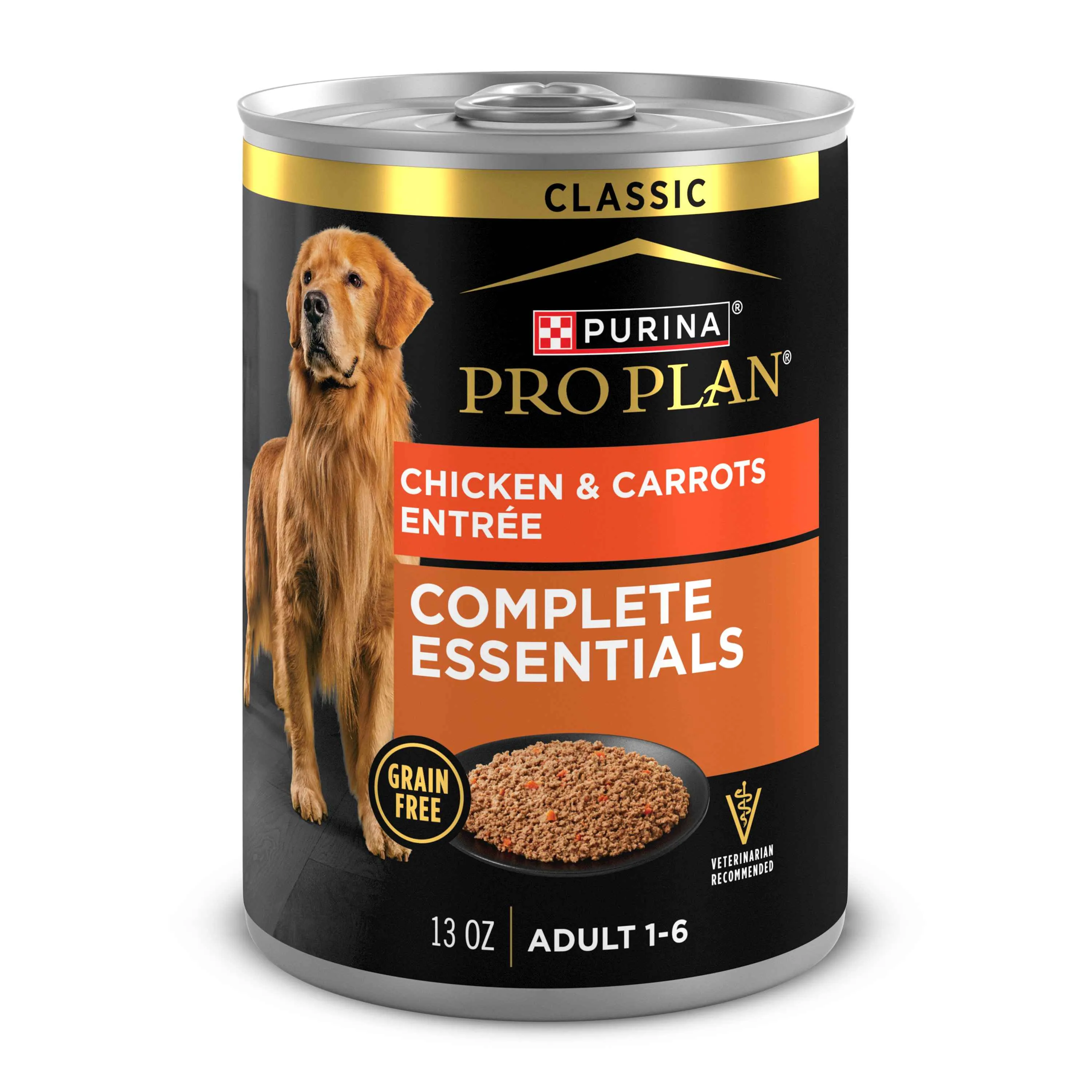 Purina Pro Plan Grain Free Complete Essentials Classic Pate Dog Food, Chicken and Carrots Entrée