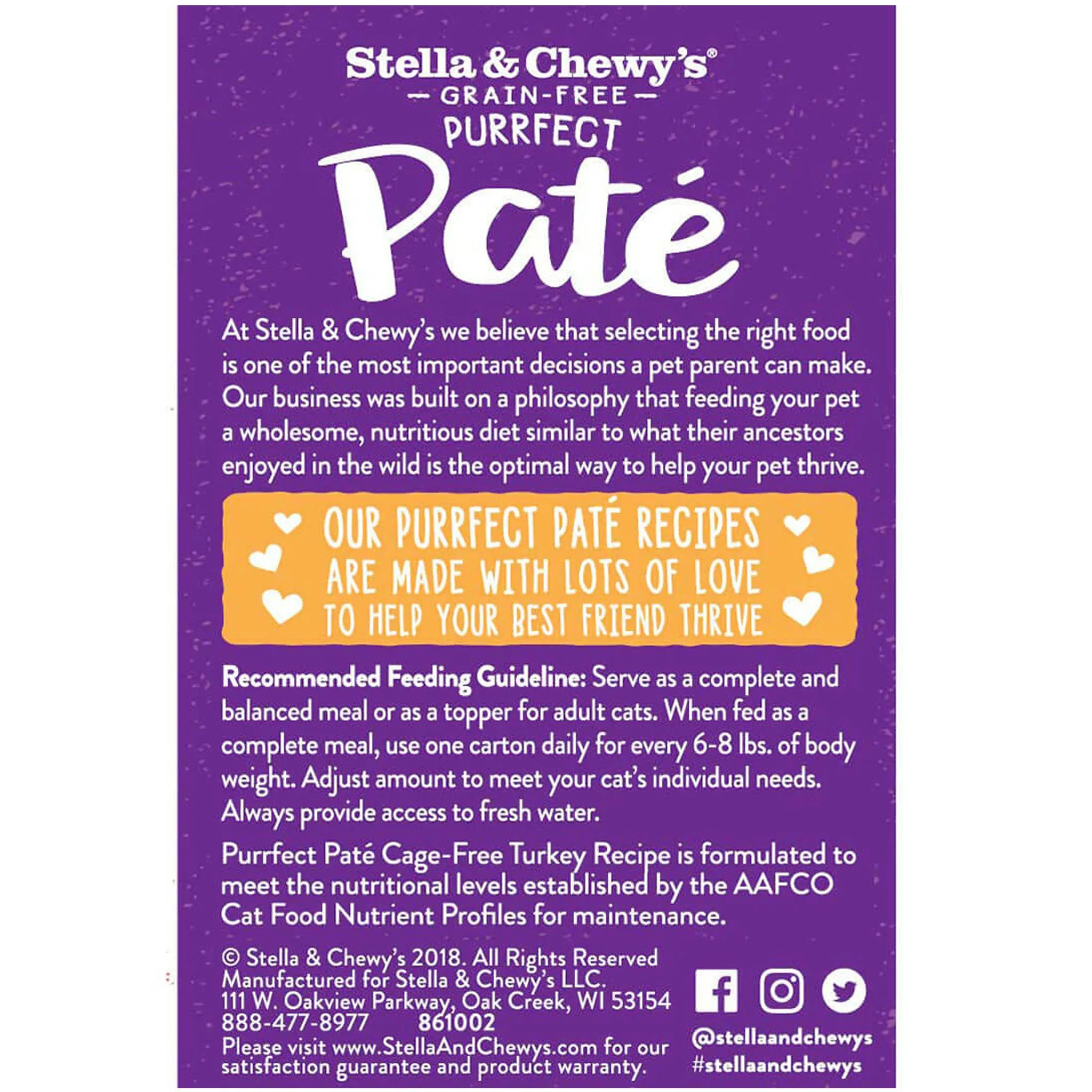 Stella & Chewy's Purrfect Pate Cage-Free Turkey Recipe Wet Cat Food - 5.5oz