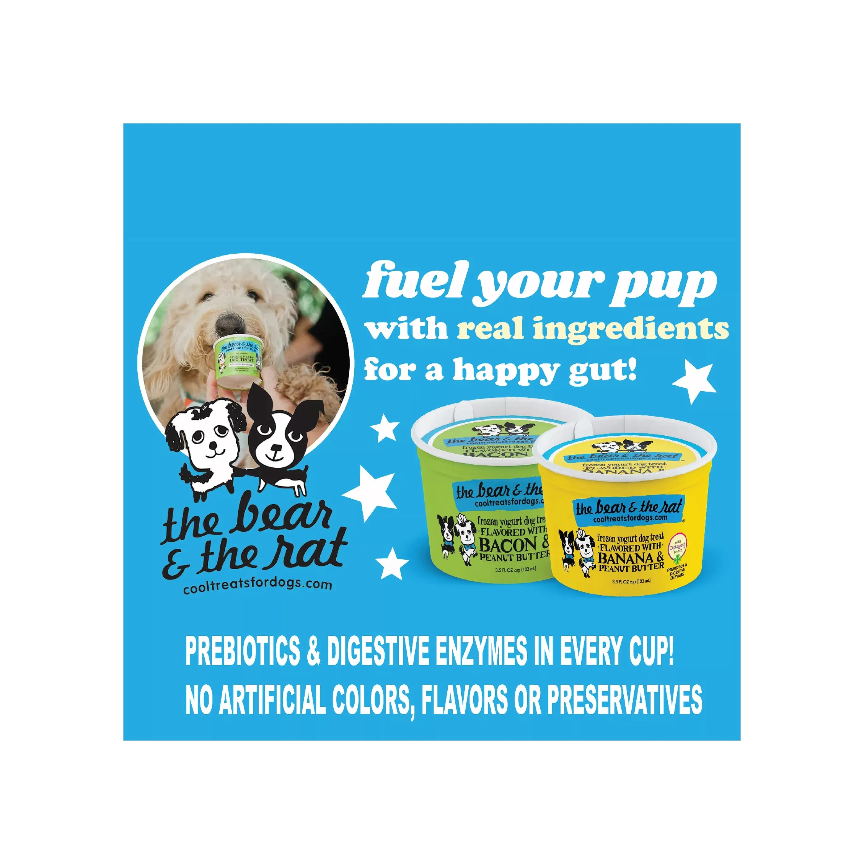The Bear & The Rat Frozen Yogurt with Bacon and Peanut Butter Dog Treat