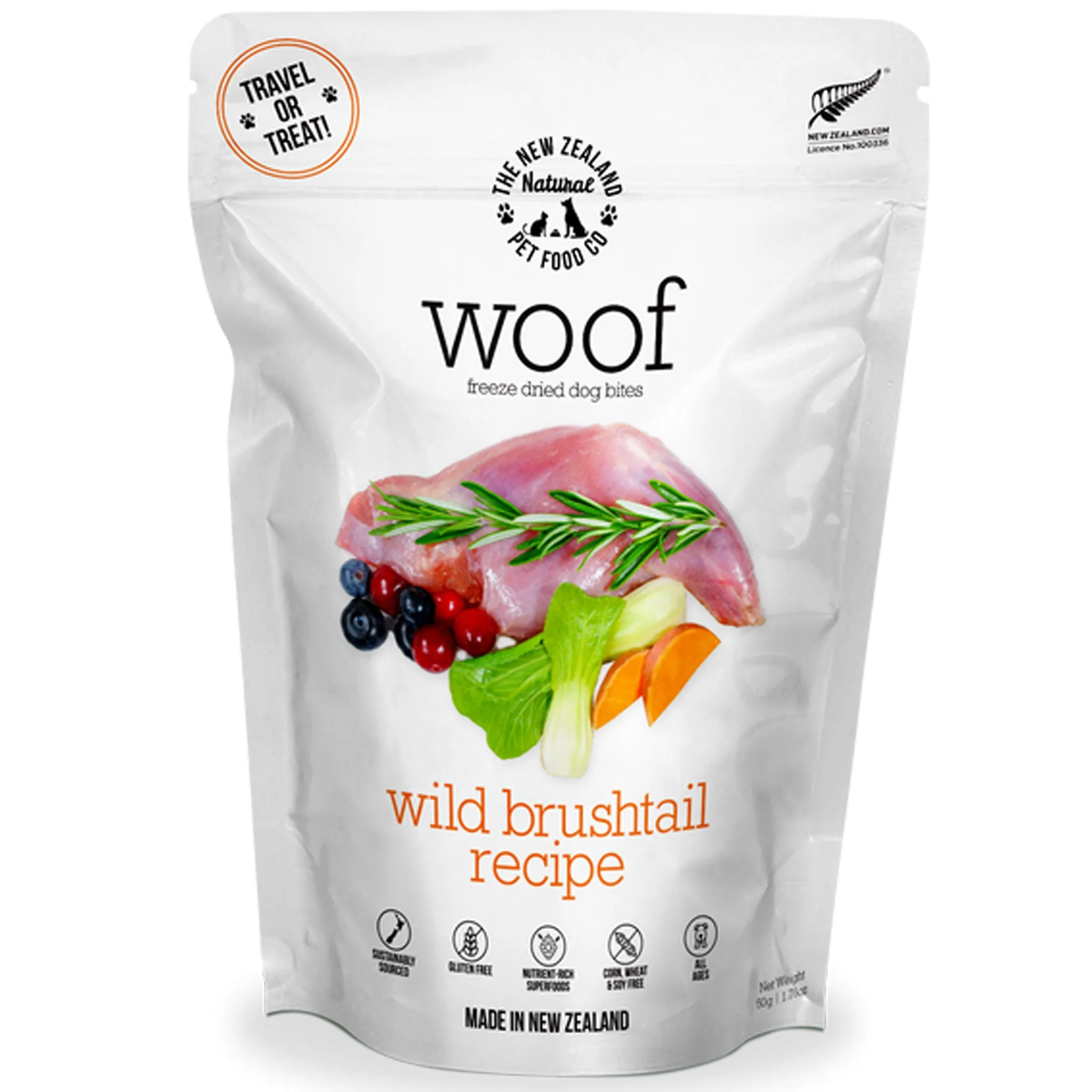 The New Zealand Natural Pet Food Co Woof Freeze-Dried Wild Brushtail Dog Treats