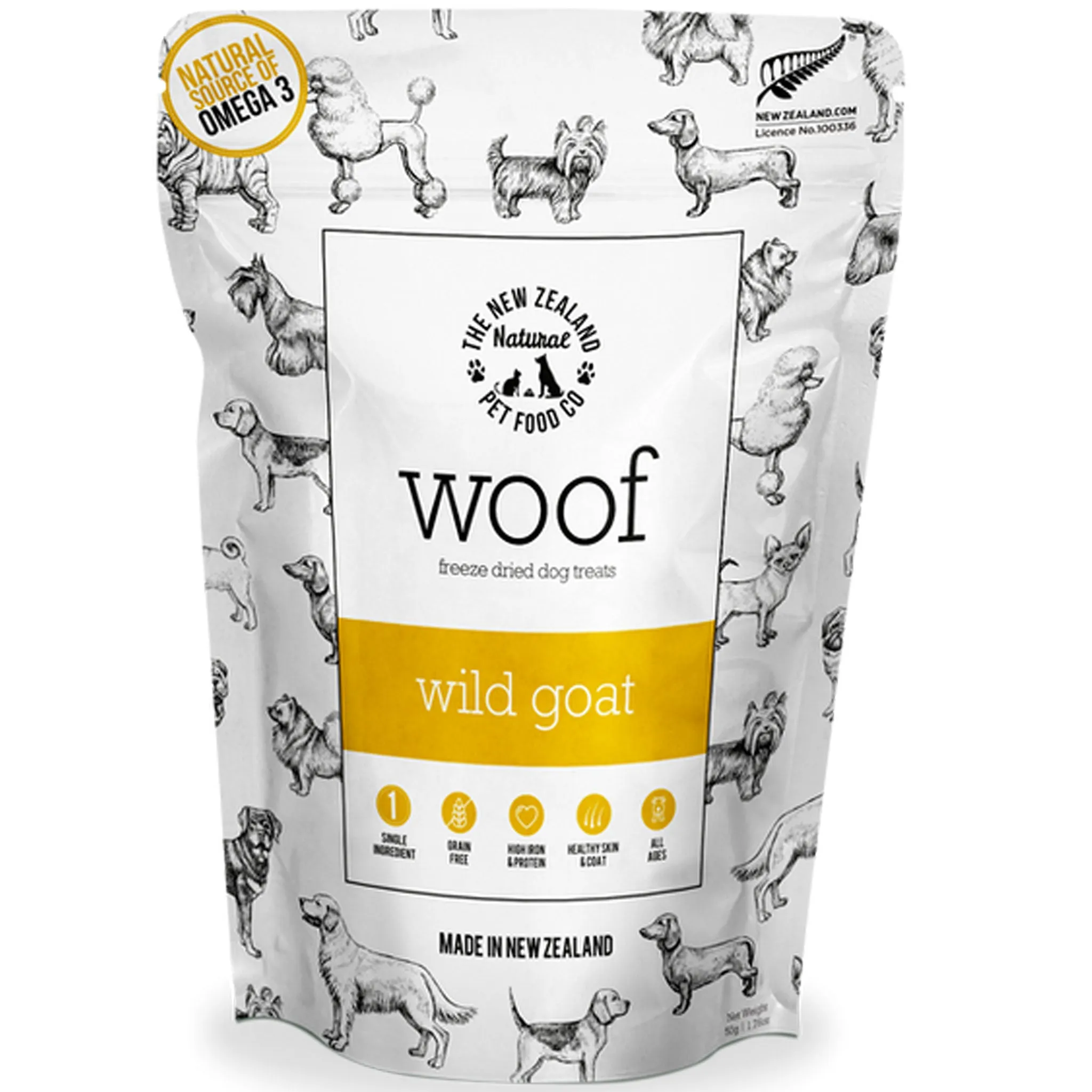 The New Zealand Natural Pet Food Co Woof Freeze-Dried Wild Goat Dog Treats