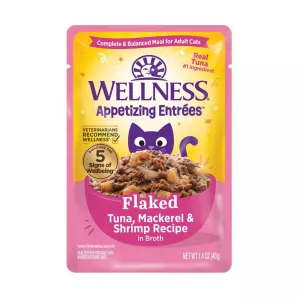 Wellness Appetizing Entrees Flaked Tuna, Mackerel & Shrimp Wet Cat Food Pouch