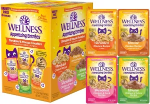 Wellness Appetizing Entrees Shredded & Mouse Favorites Poultry Variety Pack Pouches Wet Cat Food (8 pack)
