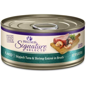 Wellness Signature Selects Grain Free Natural Skipjack Tuna with Shrimp Entree in Broth Wet Canned Cat Food