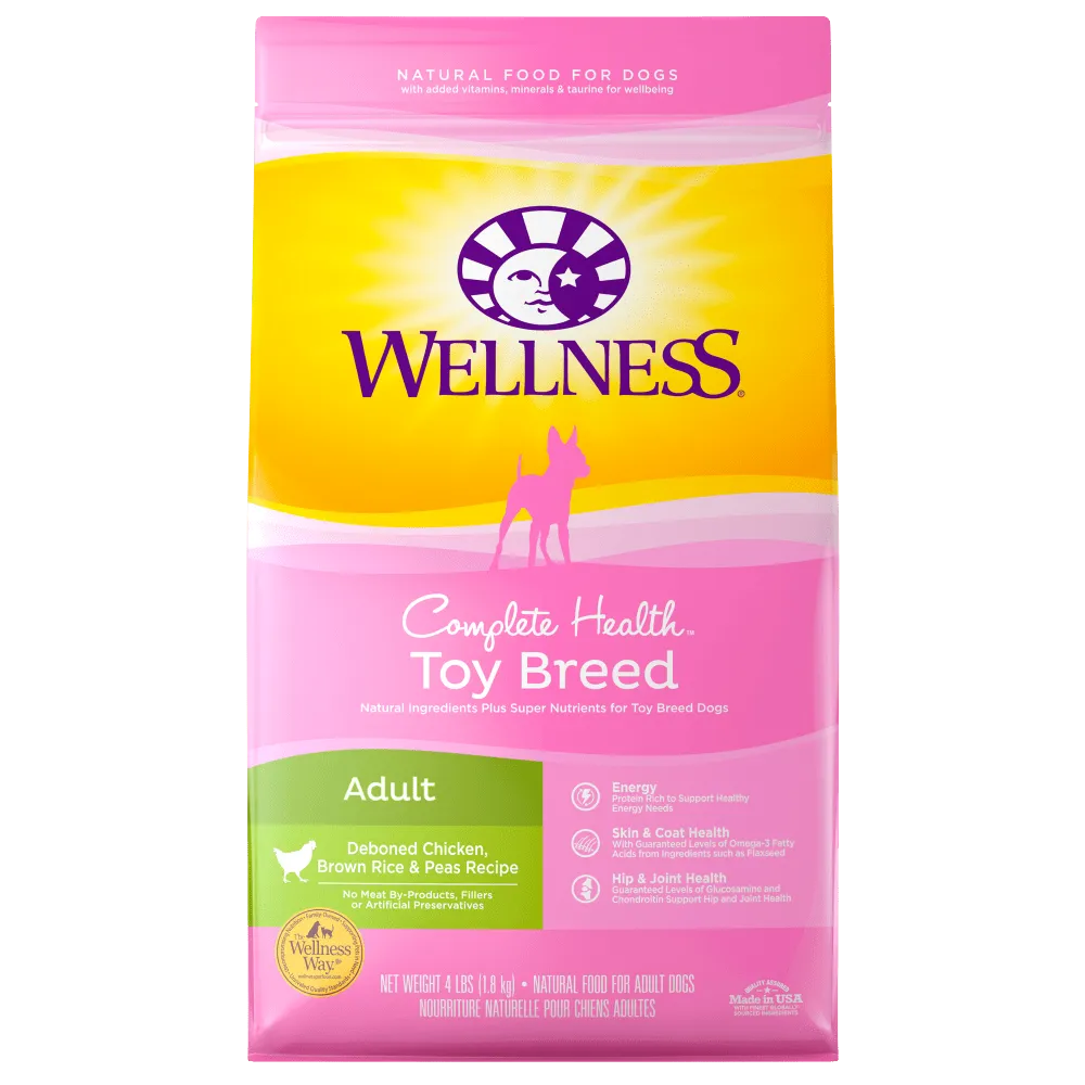 Wellness Toy Breed Complete Health Adult Deboned Chicken, Brown Rice & Peas Recipe Dry Dog Food