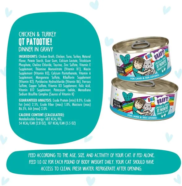 Weruva BFF OMG Chicken Turkey QT Patootie Canned Cat Food