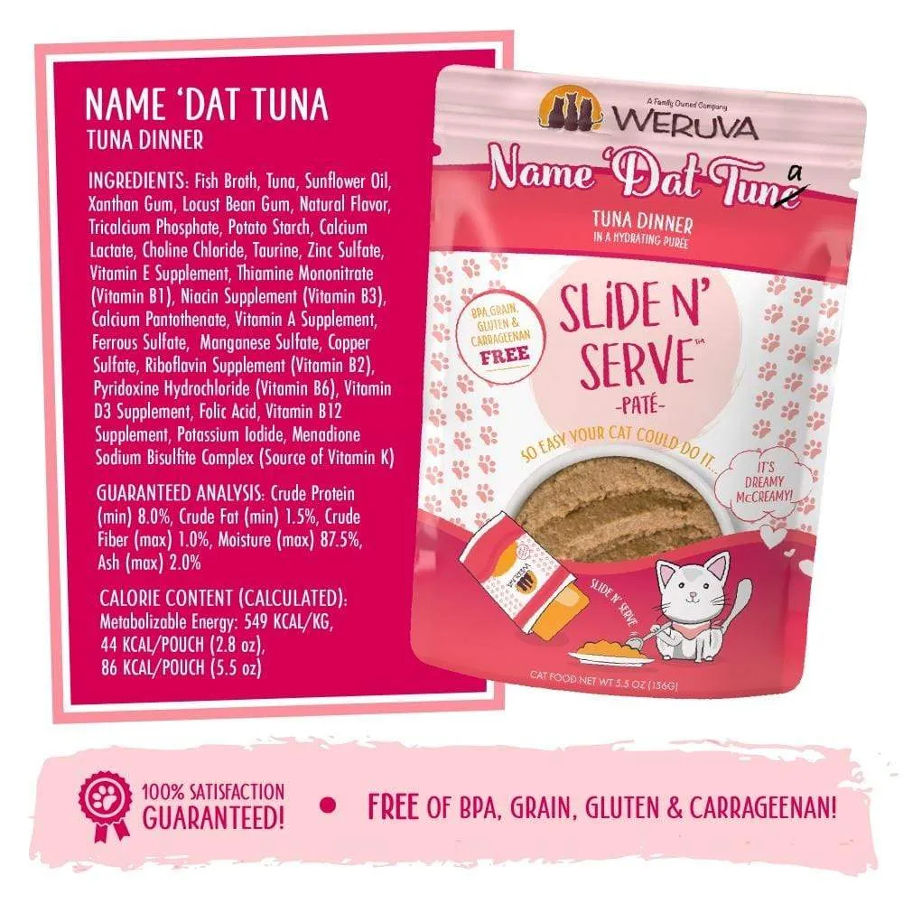 Weruva Slide N' Serve Grain Free Name 'Dat Tuna Tuna Dinner Wet Cat Food Pouch Single