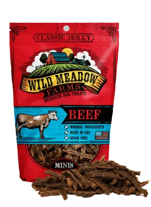 Wild Meadow Farms Classic Beef Jerky Minis Treats for Dogs