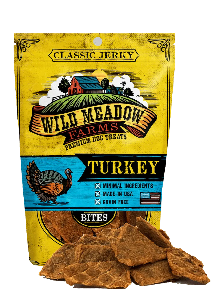 Wild Meadow Farms Classic Turkey Jerky Bites Treats for Dogs