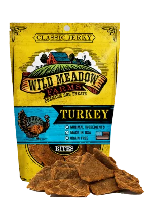 Wild Meadow Farms Classic Turkey Jerky Bites Treats for Dogs