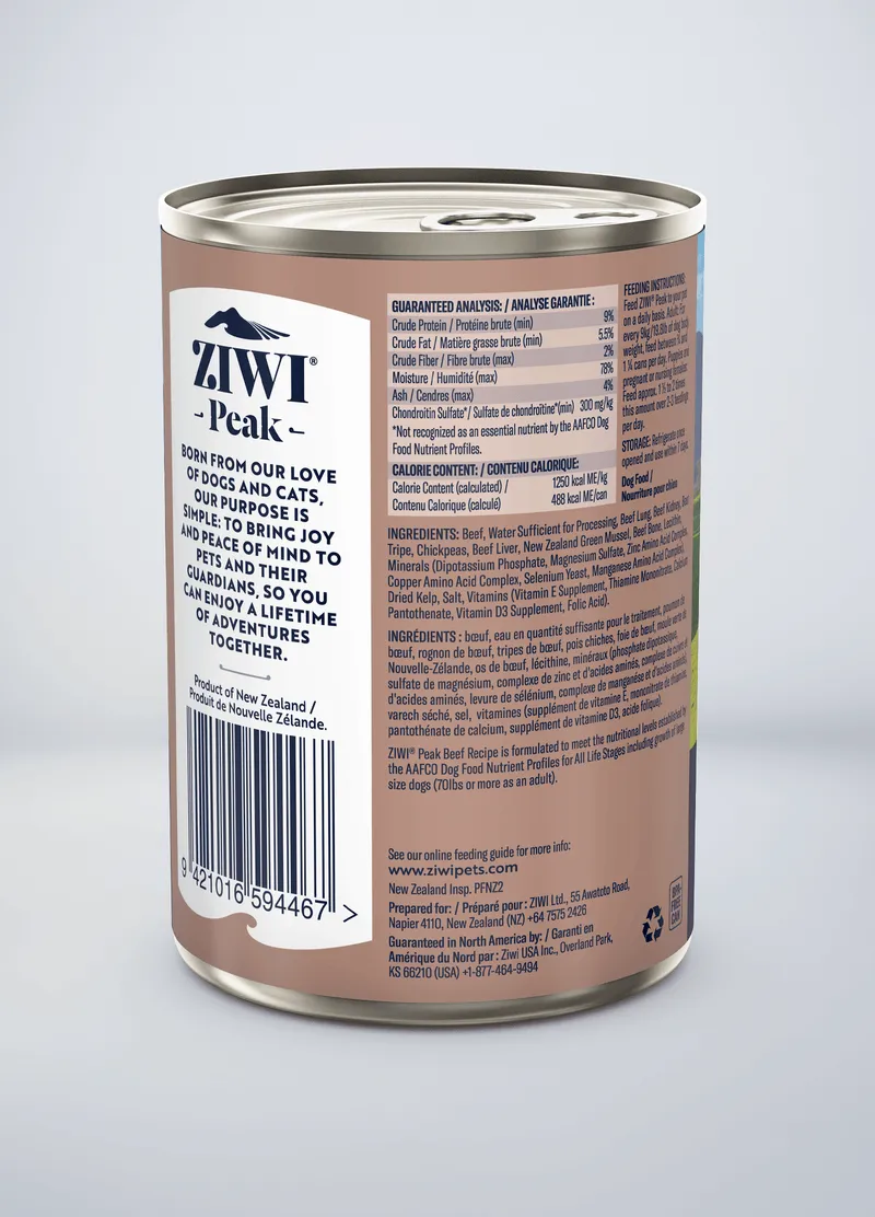 ZIWI Peak Grain Free Beef Recipe Canned Dog Food