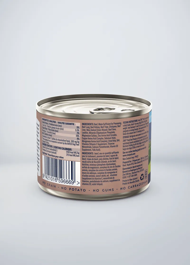 ZIWI Peak Grain Free Beef Recipe Canned Dog Food