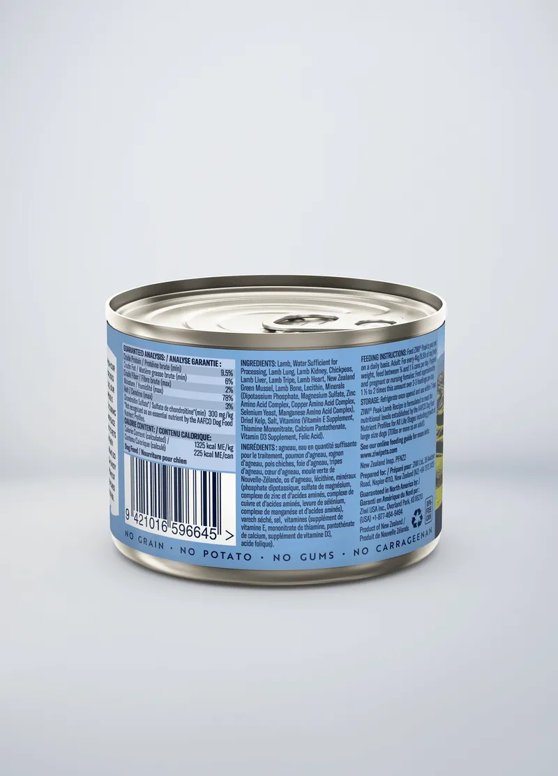 ZIWI Peak Grain Free Lamb Recipe Canned Dog Food