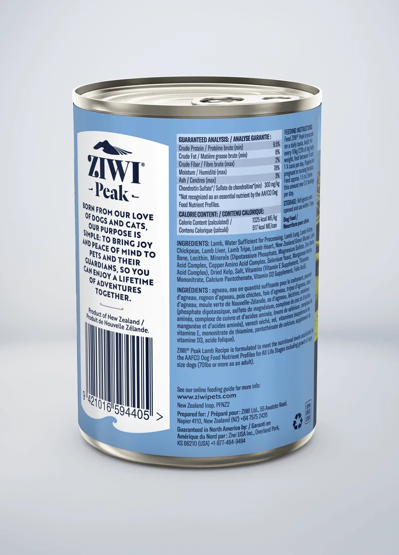 ZIWI Peak Grain Free Lamb Recipe Canned Dog Food