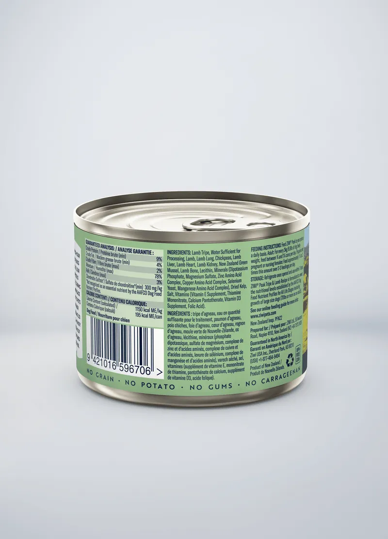 ZIWI Peak Grain Free Tripe & Lamb Recipe Canned Dog Food