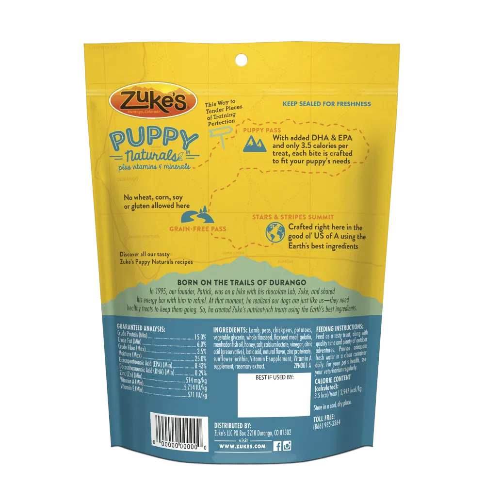 Zuke's Puppy Naturals Grain Free Lamb and Chickpea Dog Treats